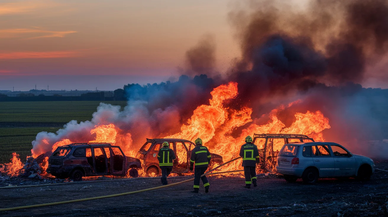 Israeli Firefighters Battle Blaze from Lebanon Missile Attack