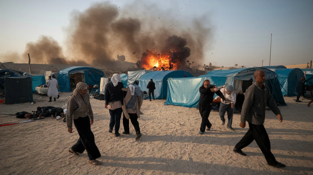 Video Shows Israeli Strike Hitting Gaza Displacement Camp